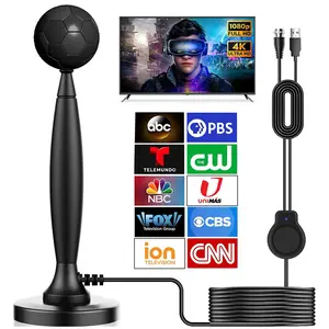 2026 Upgrade Spherical 360° TV Antenna, 250+ Miles Long Range Digital HDTV Antenna Indoor with Signal Booster & Magnetic Base, Supports 4K 1080P Local Channels for Smart TV