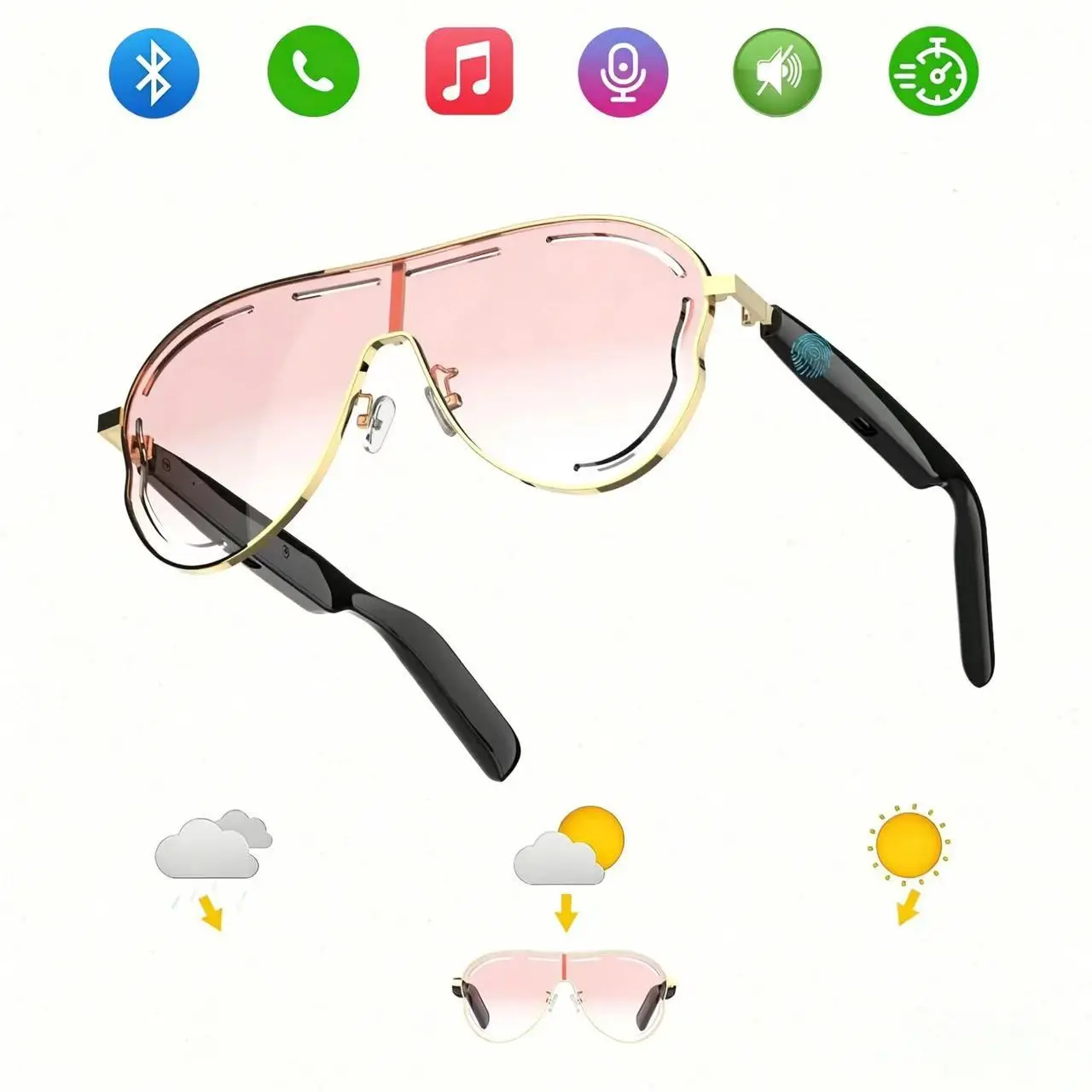 2026 New Smart Wireless Audio Glasses, Wearable Smart Glasses, UV Protection, Waterproof, Call and Play Music, Unisex, Ideal for Sports and Running
