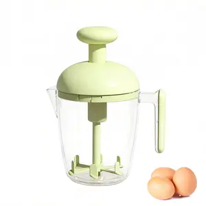 Manual Press Egg Beater & Milk Frother, No-Electric Hand Mixer for Baking, Easy to Clean Whisk Blender with Built-in Filter for Eggs, Creams, Shakes