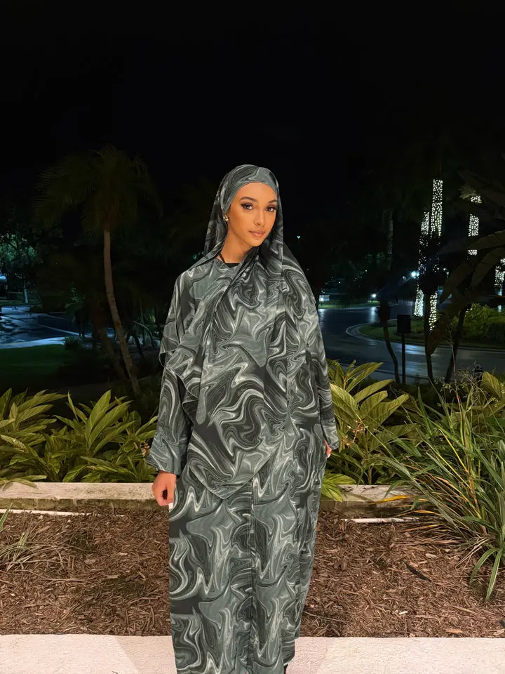 Green Marble Muse Abaya Set