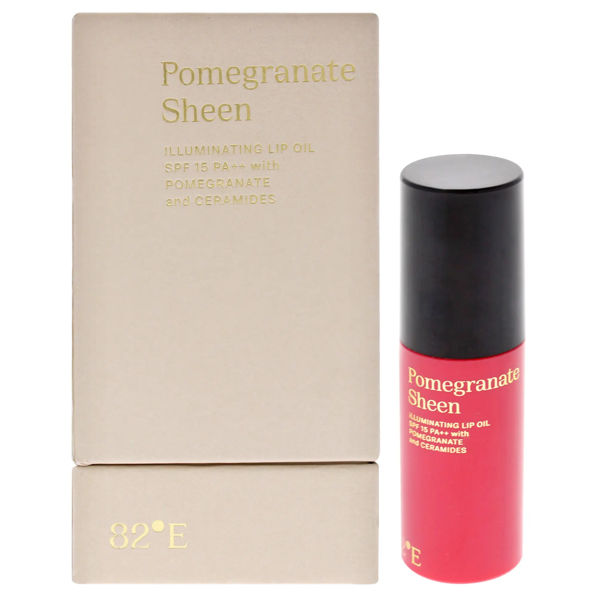 Pomegranate Sheen Illuminating Lip Oil SPF 15 PA Plus by 82East By Deepika Padukone for Women - 0.2 oz Lip Oil Nourishing Day-to-Night Lip Duo care balm