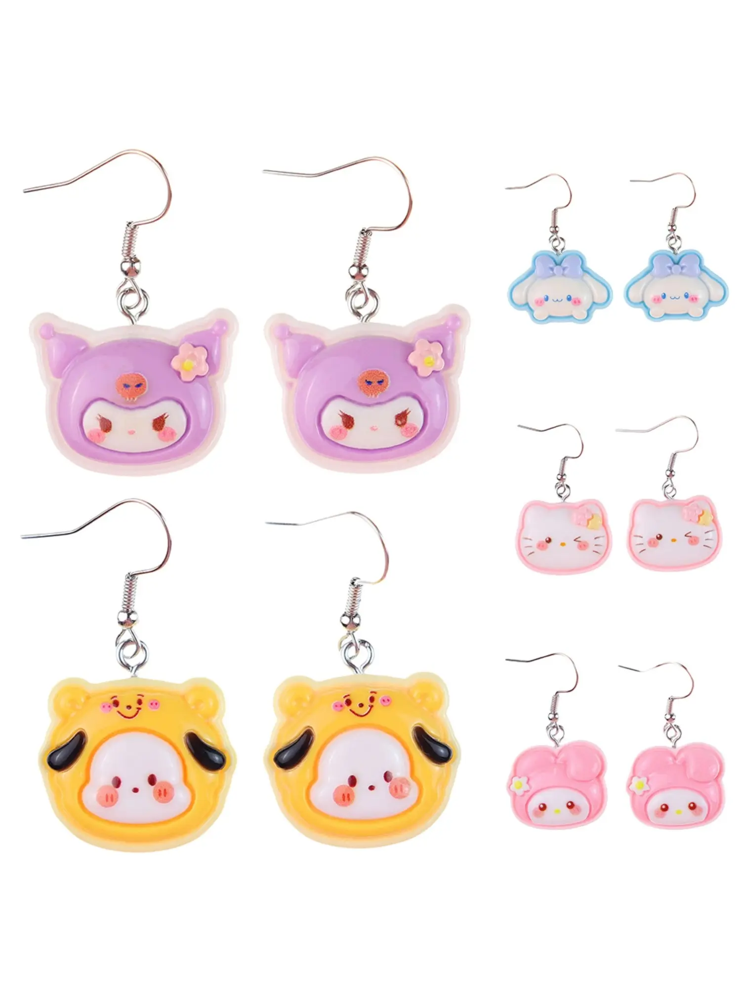 Cute Cartoon Animal Earrings, Rabbit Dog Ear Studs, Creative Fun Girl Heart Hook Dangle Jewelry, Korean Japanese Style Accessories