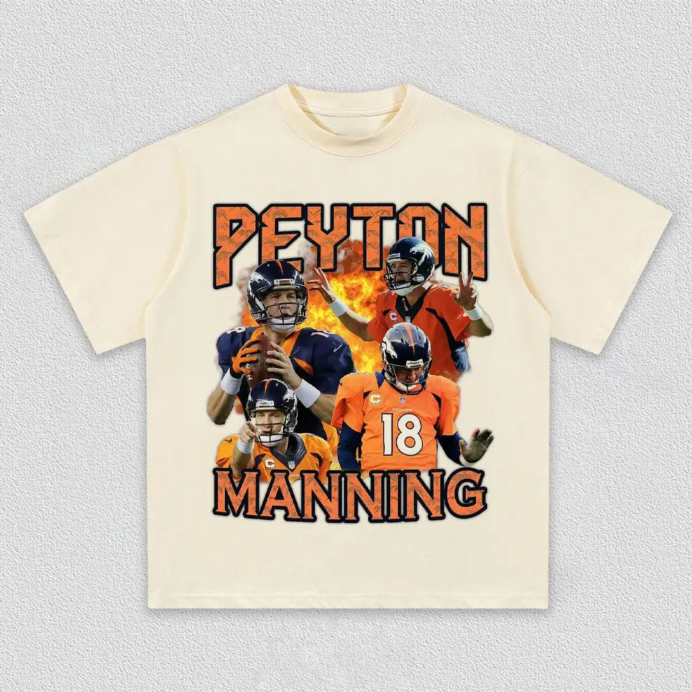 Peyton Manning T-Shirt, Faded Retro Football Quarterback Washed Tee