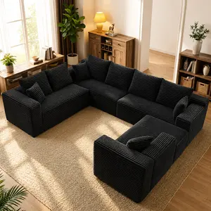 138'' Oversized U-Shaped Sectional Couches 8 Seater Modular Boneless Cloud Sofa with Chaise Lounges 4-in-1 Flexible Combination Deep Seat Corner Large Couch No Assembly for Living Room