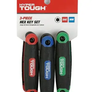 Hyper Tough 3-Pack Folding Hex Key Set with SAE Metric and Star - 3-Piece Hex Key Set for Various Applications