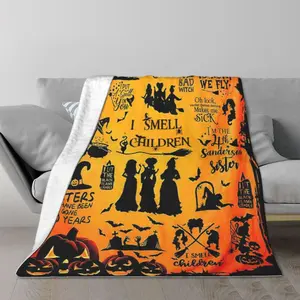 PAUSEBOLL Movie Whtch Blanket Halloween Blankets for Women Witch Flannel Fleece for Couch Sofa Bed Bedroom Chair Decor Young Adults Men Boy Girl Gift