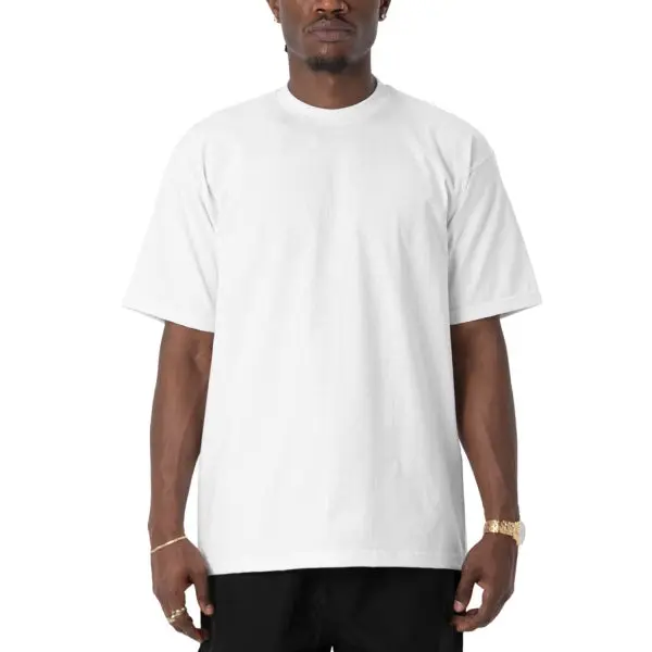 Men's Heavyweight Cotton Short Sleeve Crew Neck T-Shirt Classic Fabric Menswear Top Casual Collar Knit Original Oversized
