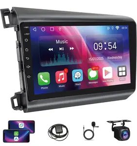Android Car Stereo for Honda Civic 2012 2013 2014 2015 Carplay Android Auto, 9" Car Radio Touch Screen Headunit Bluetooth FM SWC AHD Camera Gps Navigation Wifi