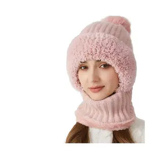 Winter Balaclava Hat Scarf Mask 3 in 1 Set Fleece Lined Windproof Thermal Hooded Neck Warmer with Ear Flaps for Outdoor Sports Cycling Skiing Snowboarding Motorcycling