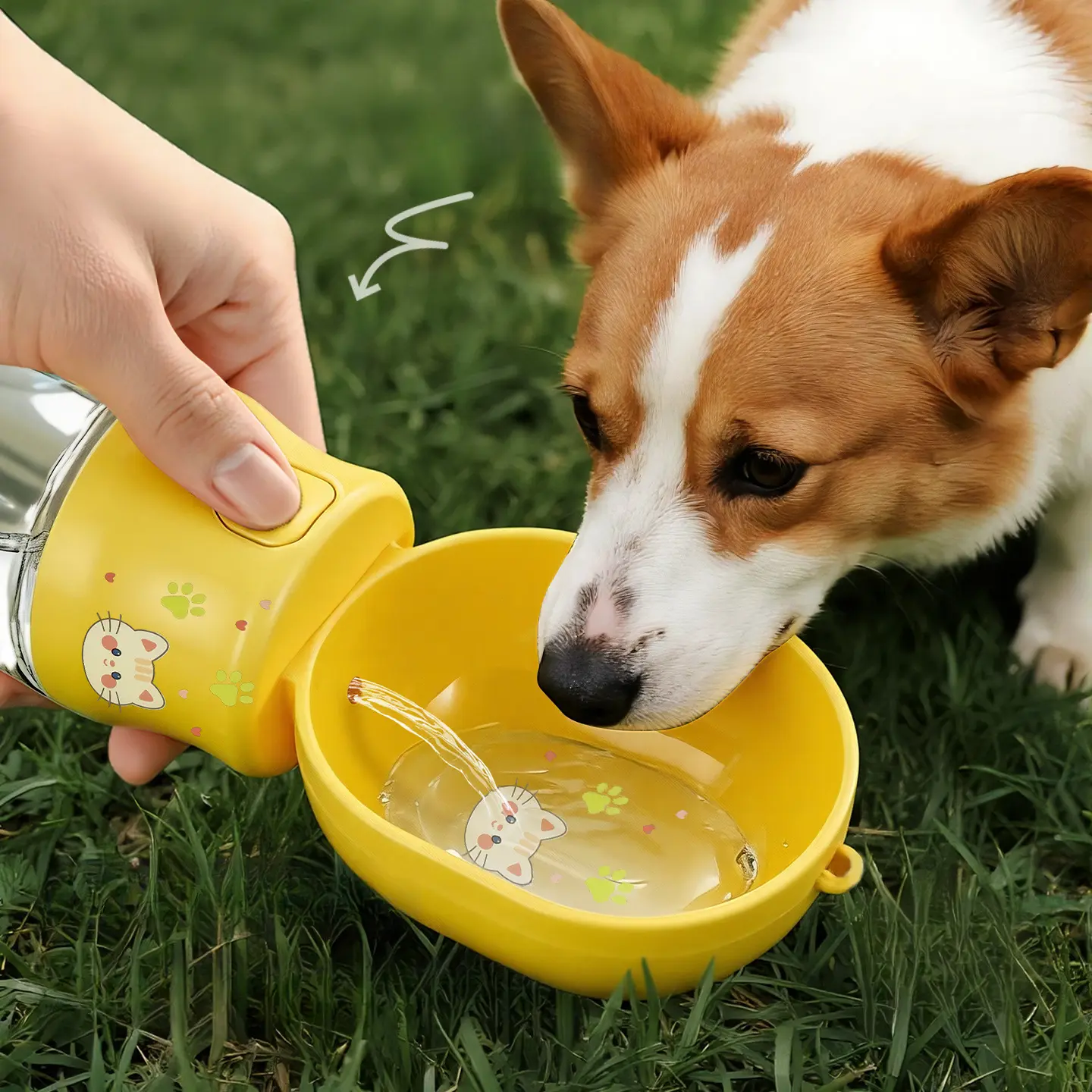 2-In-1 Portable Pet Water Bottle with Food Storage Box, Leak-Proof Large-Capacity Dispenser for Hiking & Camping, Outdoor Dog Gear Accessory for Big & Small Dogs