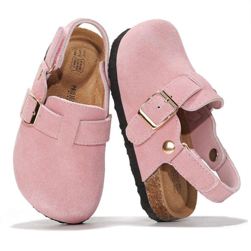 Project Cloud Kids "Little Benton Strap" Clogs for Kids Genuine Leather, Memory Foam Water Resistant Clogs Lightweight Non-Slip Girls Footwear
