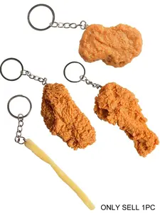 Cute Gothic Y2K Chicken Leg Keychain, Fried Chicken Wing Pendant, Potato Chip Bag Charm, All-Seasons Casual Style Accessory, Trendy Cute Keychain