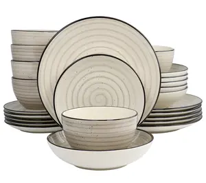 Elama Gia 24-Piece Round Stoneware Dinnerware Set