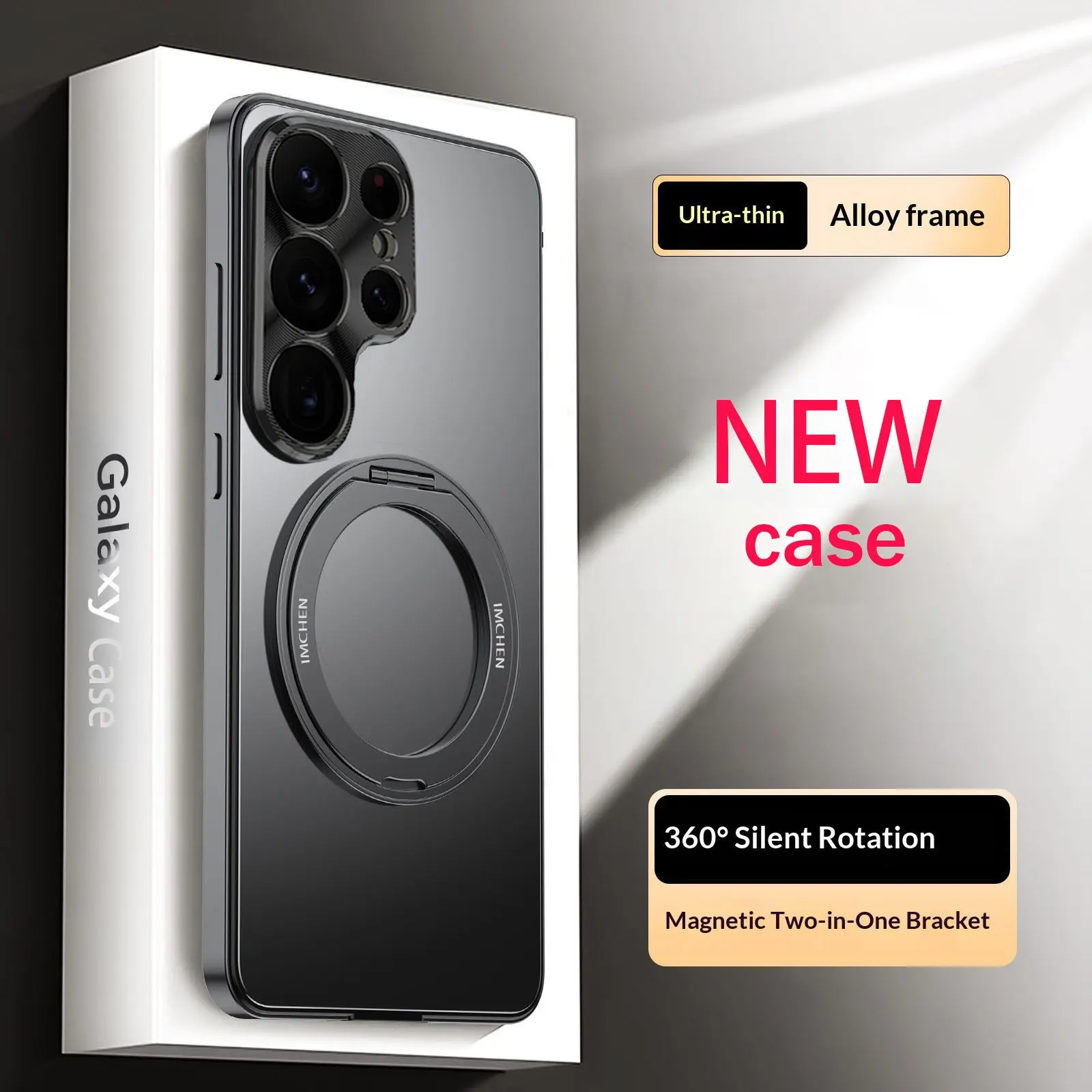 For Samsung Galaxy S25 S26 Ultra, Metal Frame, 360° Rotating Stand, Protective Lens Protection case, PC Back Cover, Aluminum Frame, Anti-Drop, Free Screen Protector, Smartphone Cover