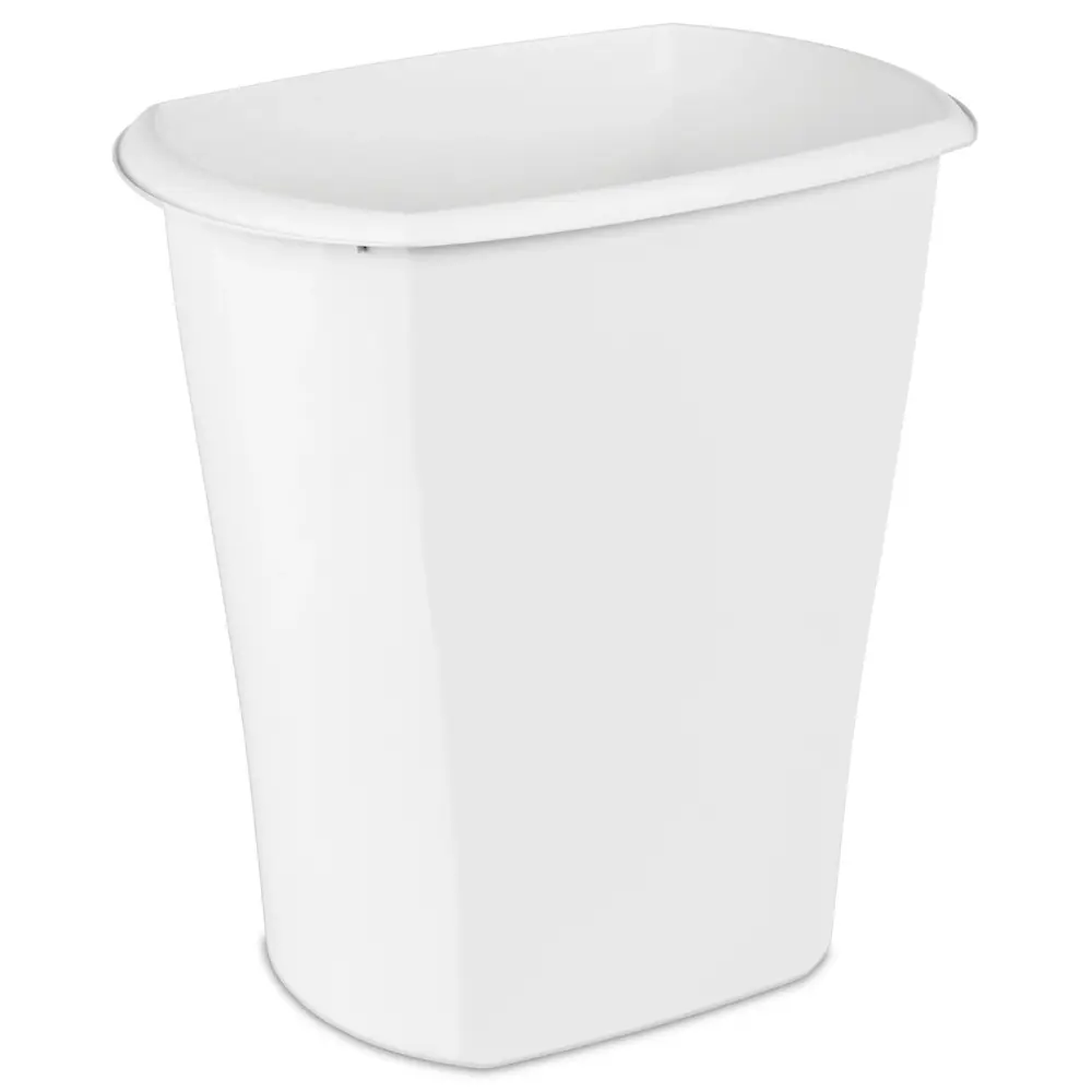 10 Gallon Rectangular White Plastic Wastebasket, Durable and Practical for Home or Office Use