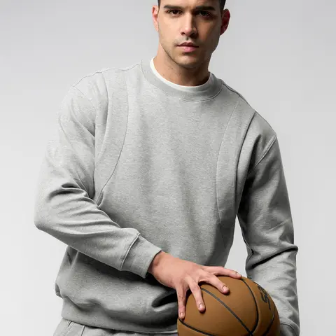 Fioboc Men's Layered Crewneck Long Sleeve Casual Pullover Sweatshirts - Soft Cotton-Polyester-Spandex Fabric Plain Loose Top, Ideal Under Jackets or Alone, Minimal Shrinkage, Tumble Dry Friendly