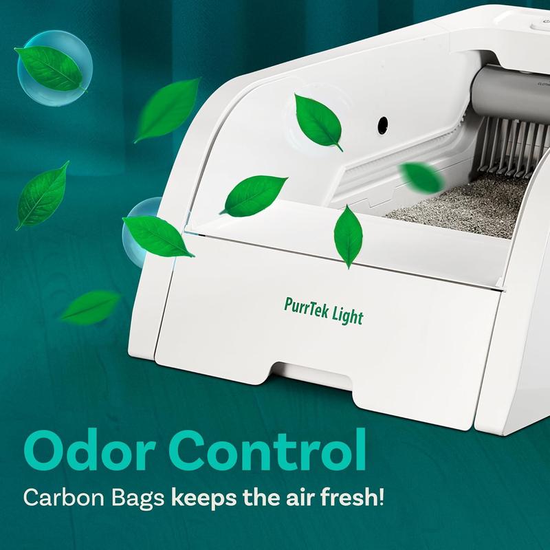 Petcove Purrtek Lite | Safe Automatic Self Cleaning Cat Litter Box Auto Scooping w/ Odor Eliminator, Health Monitor & Lifetime Warranty