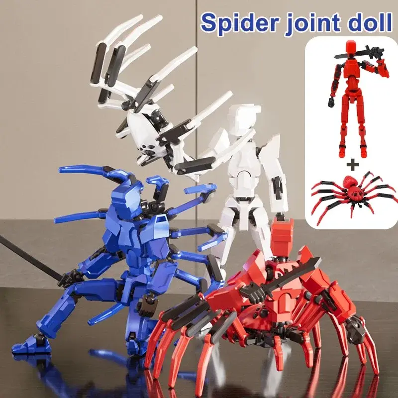 T13 Spider Theme Buildable Robot Building Kit - Full Body Articulated Deformable PVC-Free DIY 3D Printing Action Figure, Flexible Movable Stress Relief Toy for Kids, Collectibles with Manual & Creative Play Do-It-Yourself Features