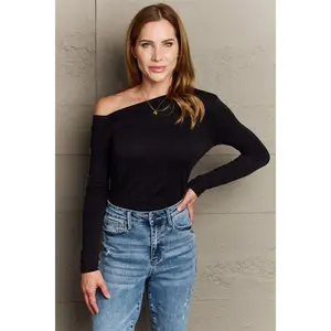 Culture Code Fall For You Full Size Asymetrical Neck Long Sleeve Top