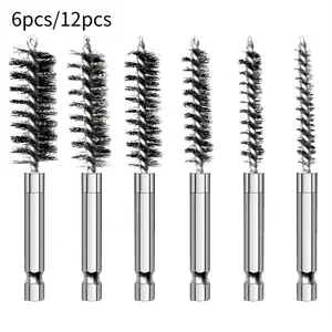 Bore Brush Set Variety Of Size & Shape Stainless Steel Twisted Wire Brush For Cleaning Rust, Auto, Corrosion, Tubes Holes, 1/4in Hex Drill Shank For Power Drill Impact Driver, 4" Long, Cleaning Supplies, Cleaning Tool