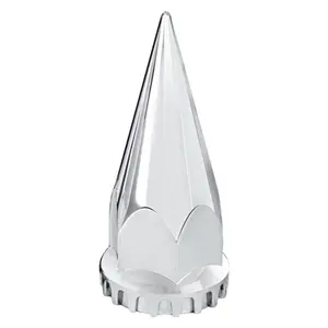 United Pacific - 4-3/4 Inch Chrome Plastic Thread-On Spike Lug Nut Cover (33 mm Base)