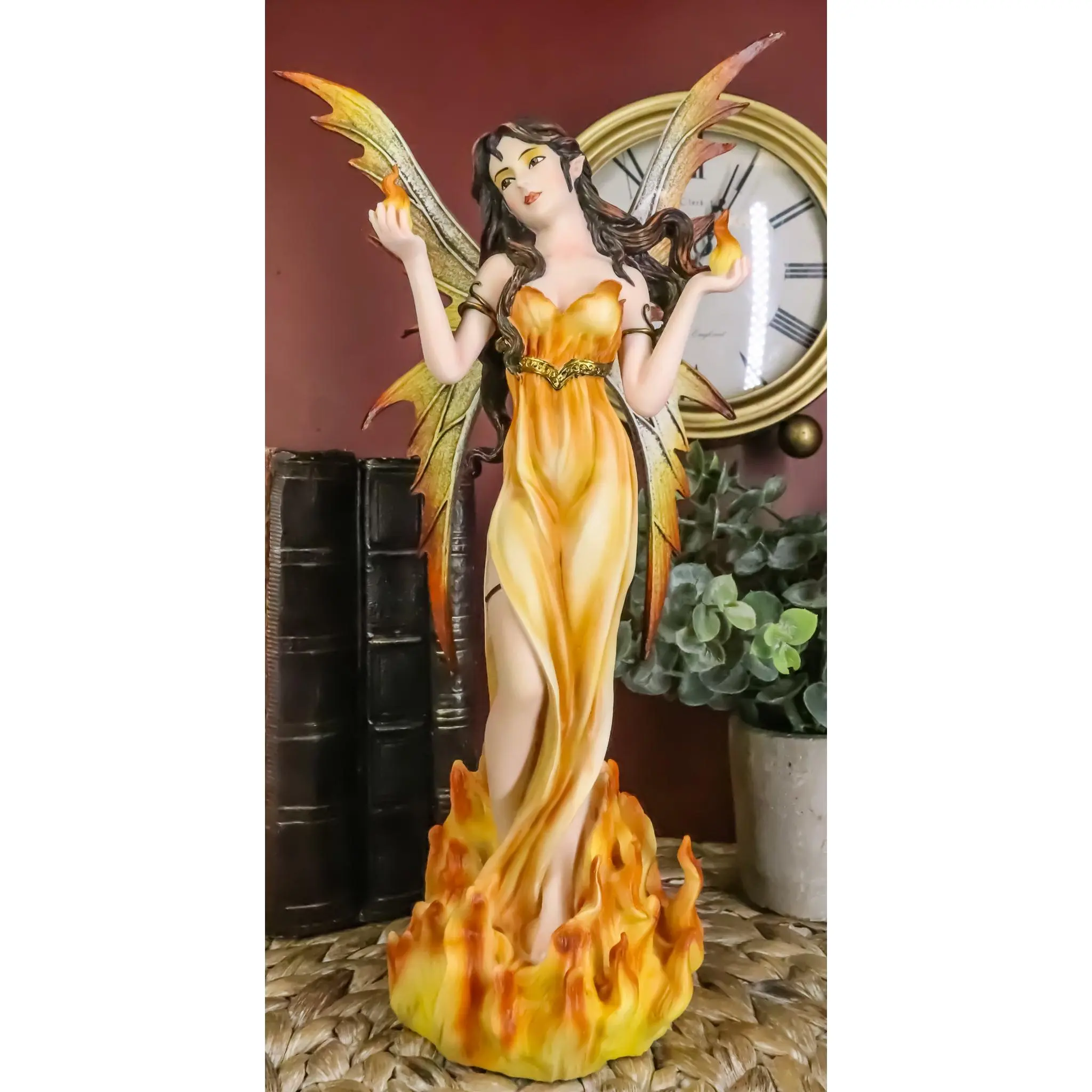 Elemental Pyre Fire Fairy Figurine Flame Ember Faerie Fantasy Sculpture 12"H