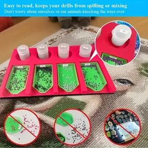 Eva Foam Diamond Painting Tray Organizer Set, Drill Pen Storage, Multi-Slot Embroidery Holder, Bead Sorting Tools, 1 Set