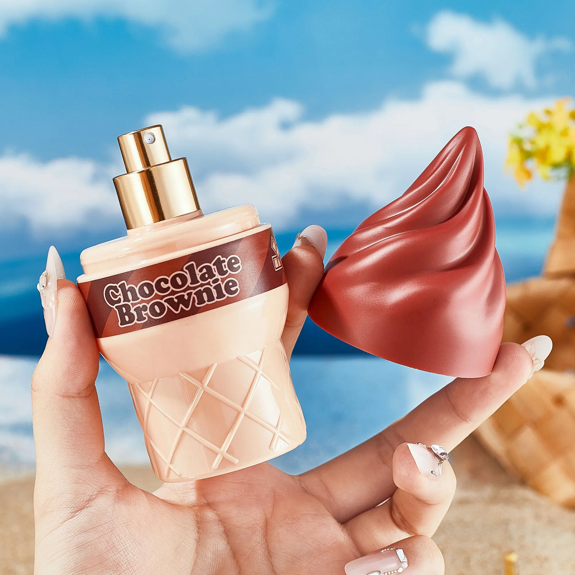 100ML Ice Cream Themed Perfume, Sweet Long-Lasting Eau De Toilette, Vanilla Cherry Chocolate Pineapple Coconut Notes, Cute Novelty Bottle, Ideal Gift, Chocolate Fragrance
