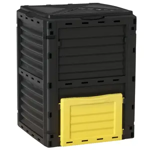 Outsunny Garden Compost Bin 80 Gallon Outdoor Large Capacity Composter Fast Create Fertile Soil Aerating Box, Easy Assembly, Yellow