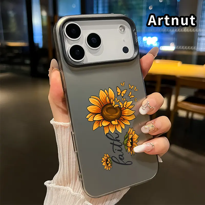Phone Case for iPhone 17 Pro Max 16 Plus 15 14 13 12 11 Air E Sunflower Faith Flutter IMD Polycarbon Shockproof Rugged Durable Mobile Phone Cover for boy girl
