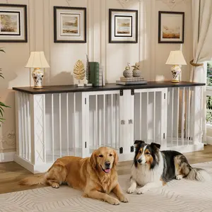 Spacious Indoor Dog Kennel, Sturdy Lockable Pet Crate Table with Large Tabletop for Home Use