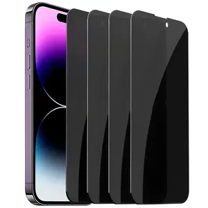 4-piece privacy screen protector suitable for iPhone 16 15 14 13 12 11+4-piece camera lens protector, anti spy private tempered glass film, protective case, [9H hardness]