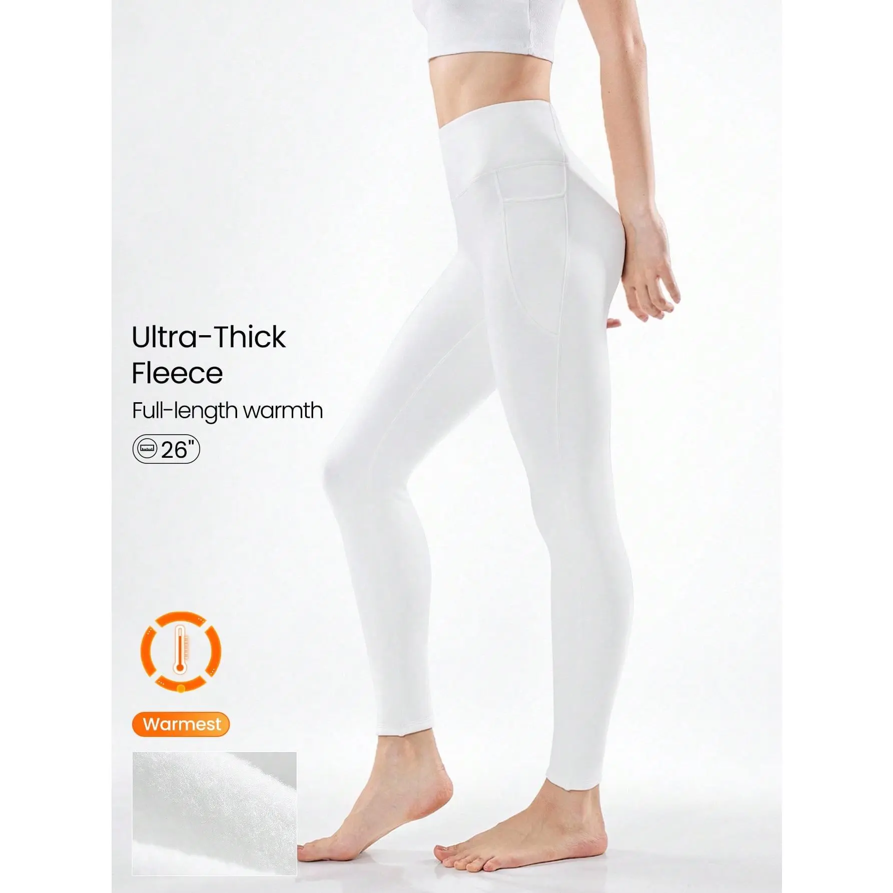 GLOWMODE 26" Polar Fleece Toasty Moves Ultra-Thick Side Pockets High-Rise Leggings Autumn Winter Outdoors Daily Active Wear