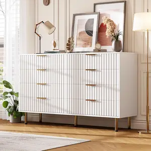 OP-54" Wide Modern Chest of Drawers, 8 Drawer Dresser for Bedroom, Wooden Dresser Organizer, Large Double Dressers TV Stand, Space saving for Living Room, Hallway