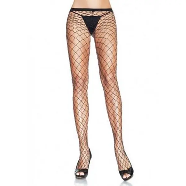 Leg Avenue Industrial Pantyhose - Black with Silver Detailing - One Size
