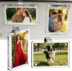 2Packs Car Picture Holder for Sun Visor, Clear Acrylic Magnet Car Visor Photo Clip, 2.36"x3.5" Picture Frame, Horizontal & Vertical Personalized Photo Display for Car Decorations Gifts