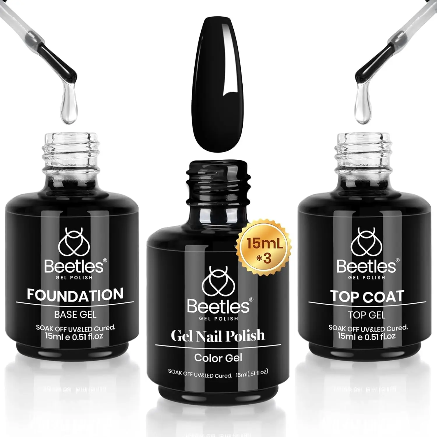 15ml top base coat & black gel