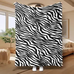 Zebra Stripe Pattern Soft Blanket, 1 Count Casual Soft Throw Blanket, Air-conditioned Room Blanket, Warm Nap Blanket for Home Office Travel Camping, Striped Blankets