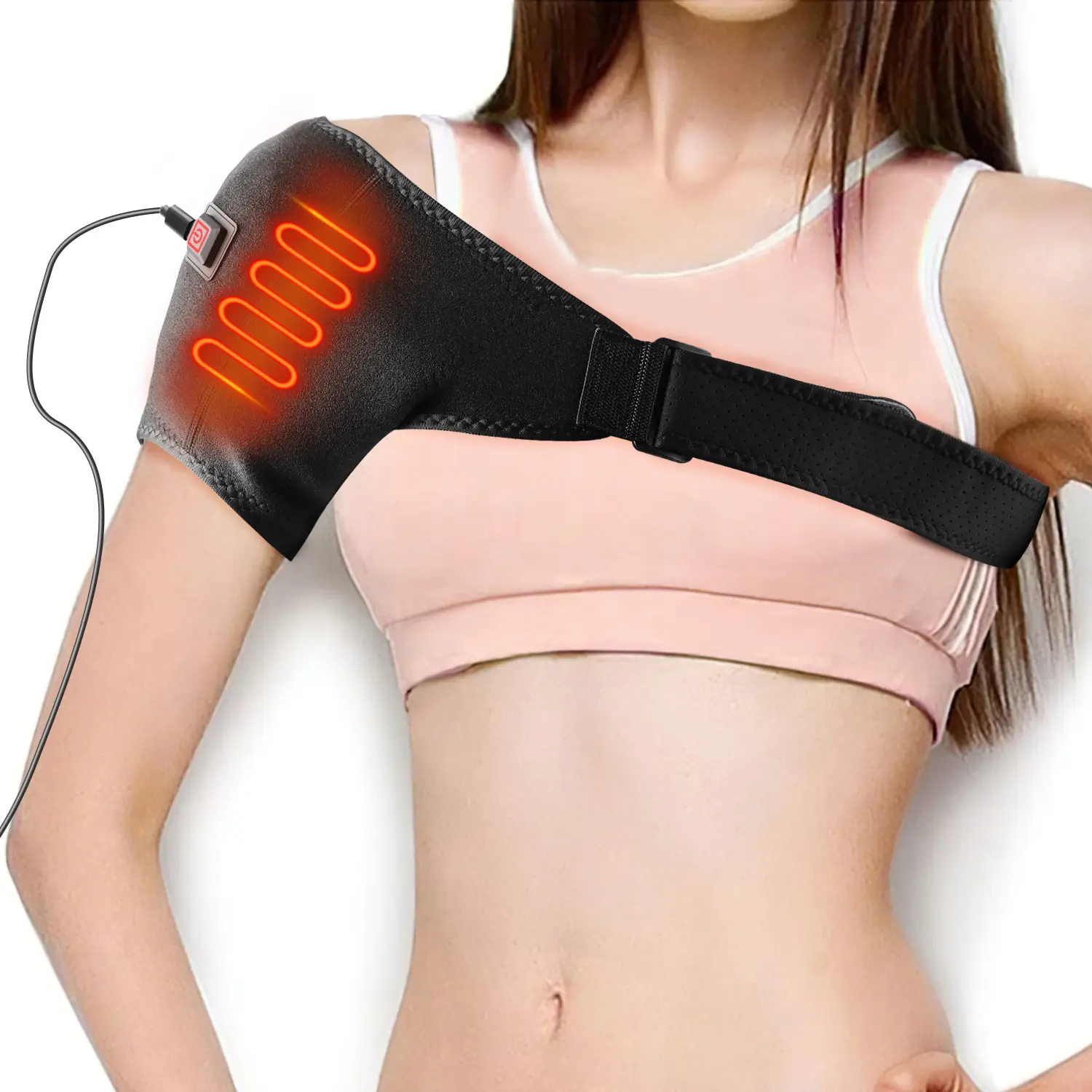 3 Temperature Adjustable Heating Shoulder Wrap, Black Universal Heated Shoulder Support for Left & Right Shoulder