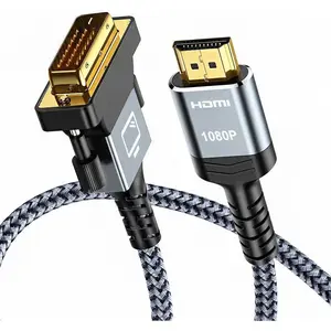 HDMI A to DVI Adapter Cable 6FT, High-Speed Gold-Plated Plug and Play Bi-Directional Nylon Braid 1080p, DVI to HDMI Adapter for Televison/Monitor/Video Card/Graphics Card