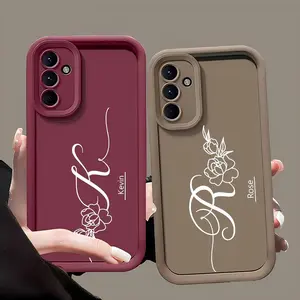 Phone Case - Customized Rose Flower Cases with Personalized Names, Compatible with Various Samsung Galaxy Models Including S25, S24, S23, S22, S21 Ultra Plus, And More. These Shockproof Soft TPU Covers Are Luxurious Gifts Inspired by Korean Design