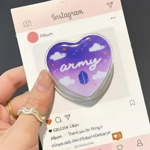 Kpop Purple Heart Phone Grip Cute Cloud Galaxy Aesthetic Phone Stand Holder Gift For Fans Supporters And Music Lovers Unique Trendy Accessory For Everyday Us