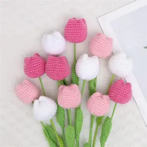 Tulip Design Crochet Kit, DIY Crochet Kit with Random Color Accessories, Desktop Decoration for Birthday Anniversary Graduation, Gift for Girlfriend, Mother, Crochet Set