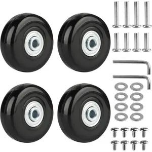 4 Pcs 50mm x 18mm Rubber Luggage Replacement Wheels Repair Kit for Suitcase Inline Skate Caster Board