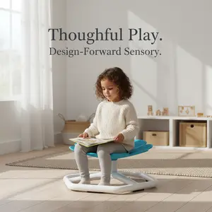 Thoughtful Play Flower-Shaped Sensory Spinning Chair for Kids Durable Metal Base Non-Slip Supports for Balance Coordination Focus Pink