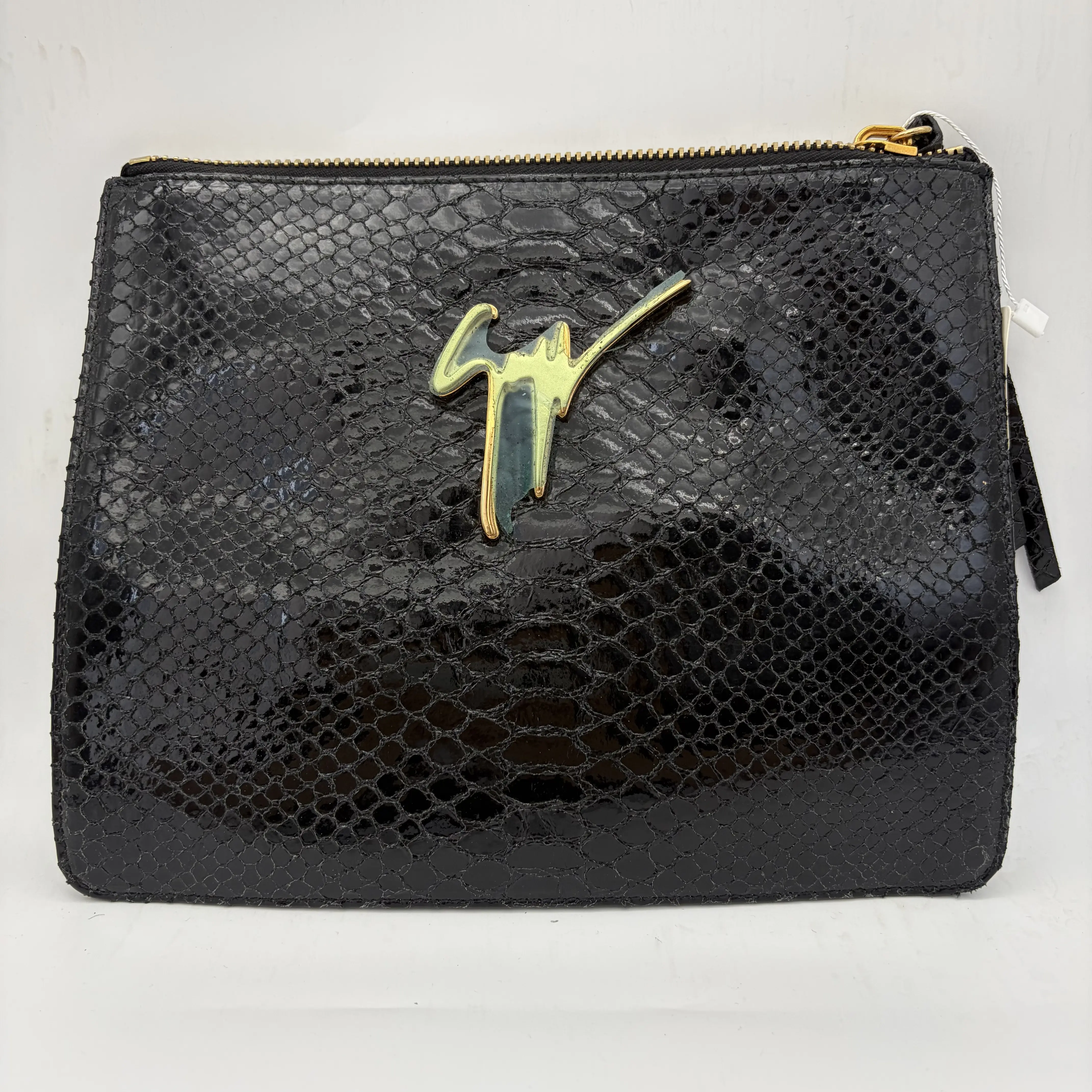 Pre-owned Giuseppe Zanotti black snakeskin effect clutch