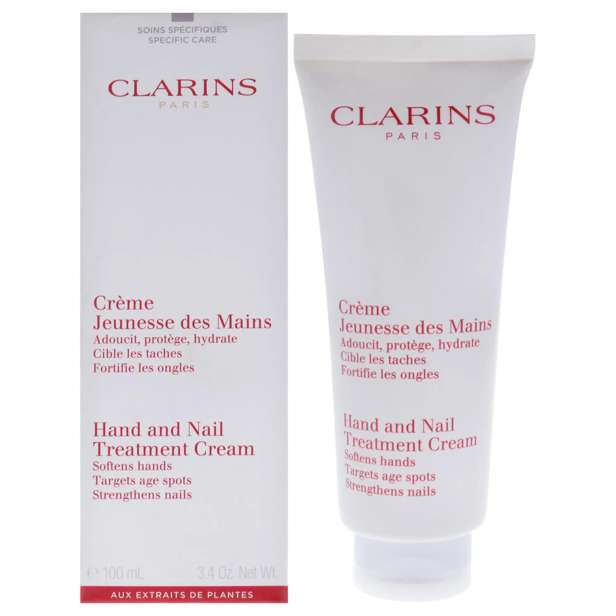 Clarins Unisex Hand and Nail Treatment Cream - 3.4 oz (100ml) Tester, Age Spot Fixer with Plant Extracts, Hydrates and Soothes Hands/Nails