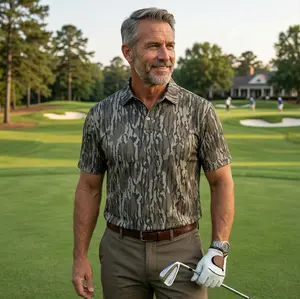 Men’s Performance Polo with Classic Deer Camo, Retro Duck Camo and Drift Camo Design