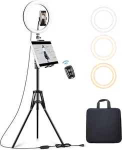 12 Ring Light with Tripod Stand (72 Tall) & iPad/Phone Holder, Dimmable Selfie Circle LED Lights Ringlight for Video Recording, Conference, Makeup, Laptop, Computer, Webcam, YouTube