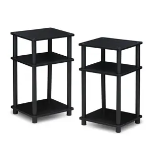 2-Piece Americano JUST Side Table Set with 3-Tier Open Shelf Storage, Tool-Free Assembly, Ideal for Bedrooms & Small Spaces, Bedroom Decor